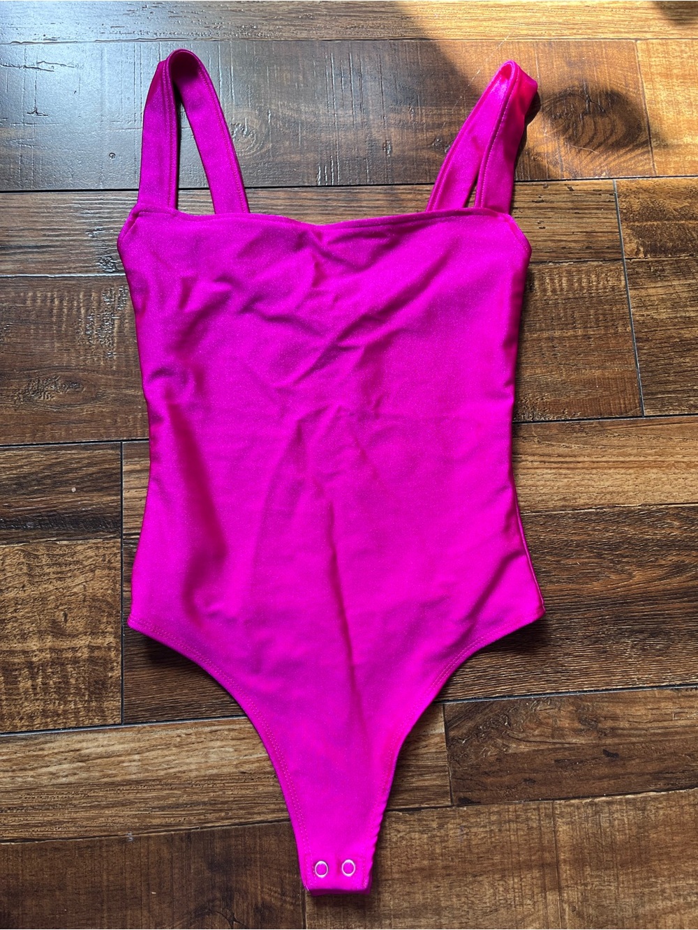 Good American Hot Pink Square Neck Bodysuit